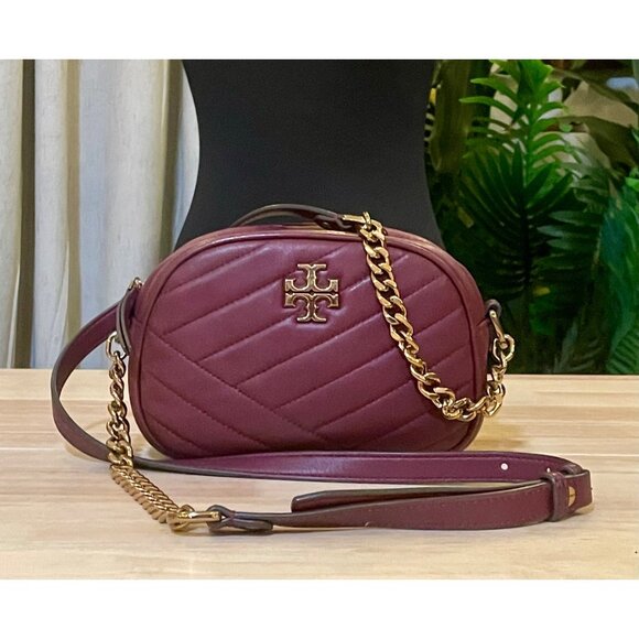 AUTHENTIC TORY BURCH MAROON KIRA QUILTED CAMERA BAG - Picture 1 of 9